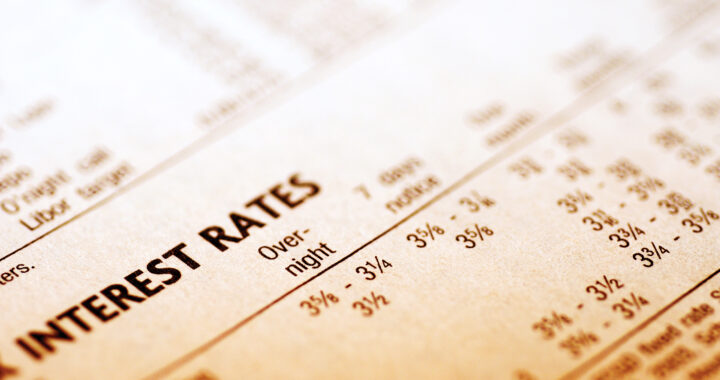Financial page of newspaper titled Interest Rates